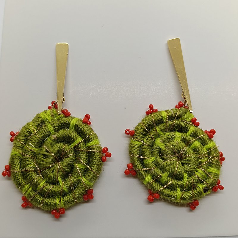 Aretes Espirales Verde Selva