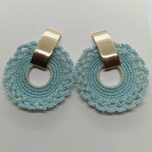 Aretes Círculo Celeste Tejido Artesanal