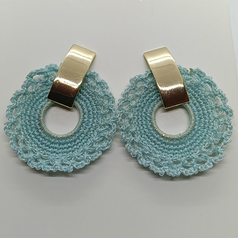 Aretes Círculo Celeste Tejido Artesanal